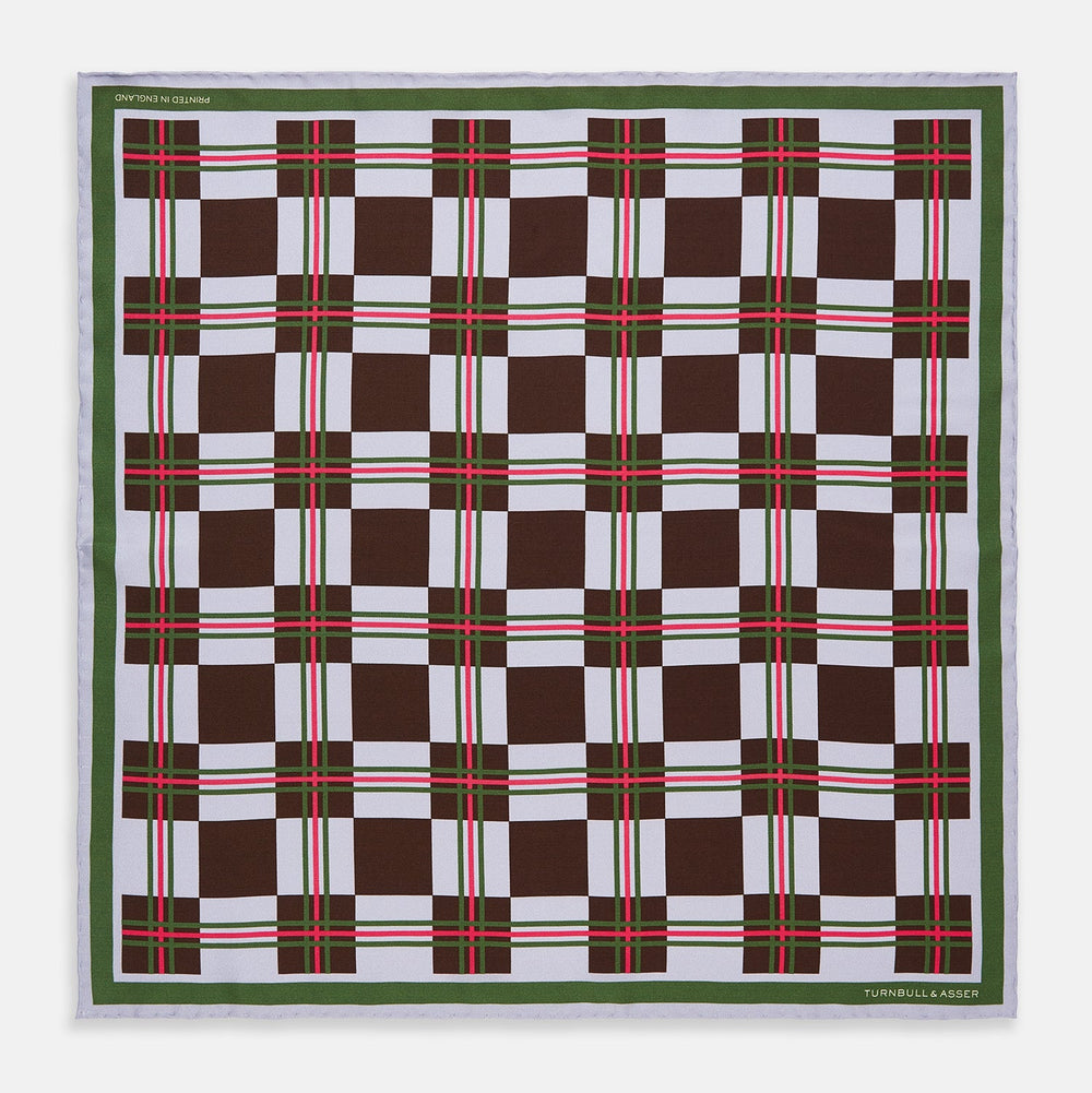 Green and Red Checked Chess Board Silk Pocket Square