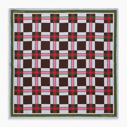 Green and Red Checked Chess Board Silk Pocket Square Image 3
