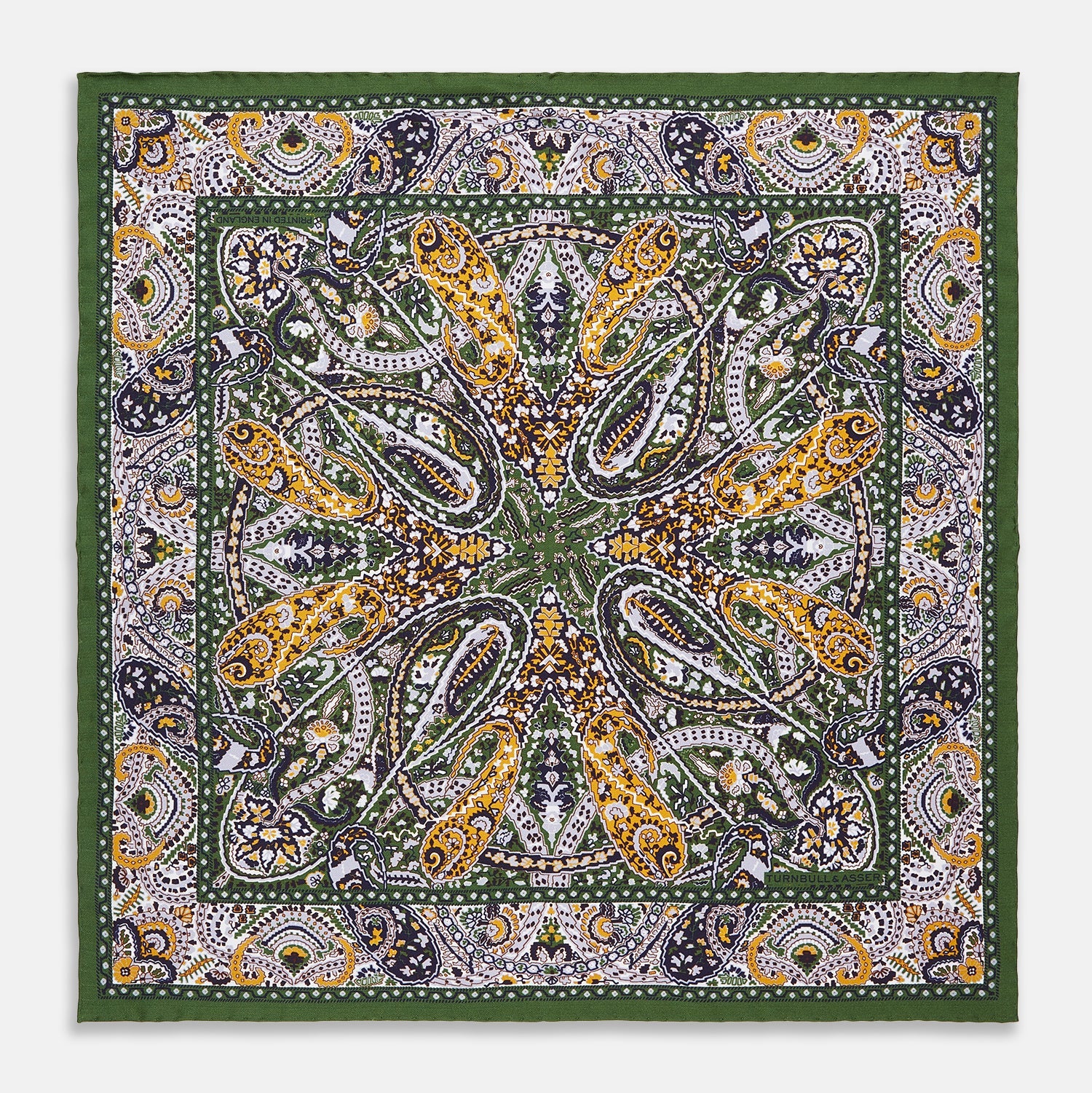 Image 1 of product Lavender and Green Abstract Paisley Silk Pocket Square