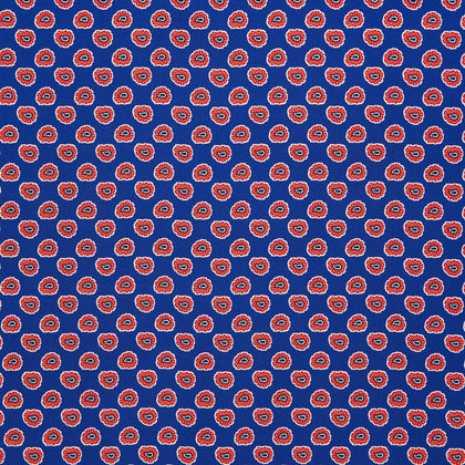 Blue and Red Paisley Tiles Silk Pocket Square