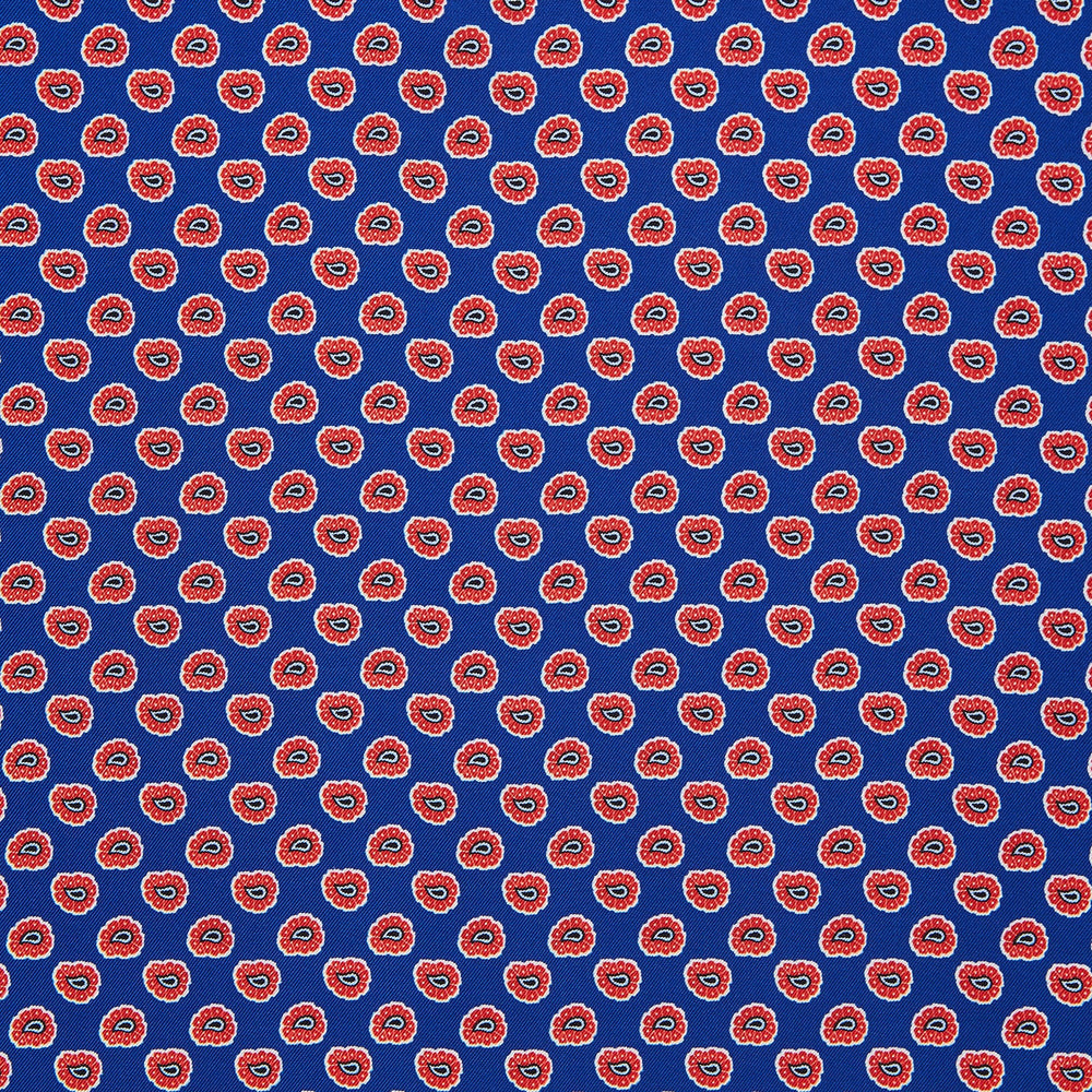 Blue and Red Paisley Tiles Silk Pocket Square