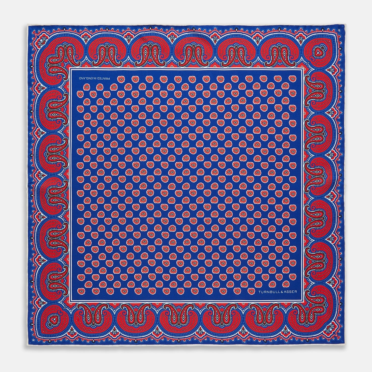Image 1 of product Blue and Red Paisley Tiles Silk Pocket Square