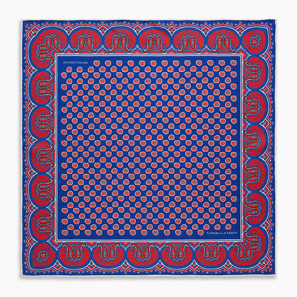 Blue and Red Paisley Tiles Silk Pocket Square Image 3