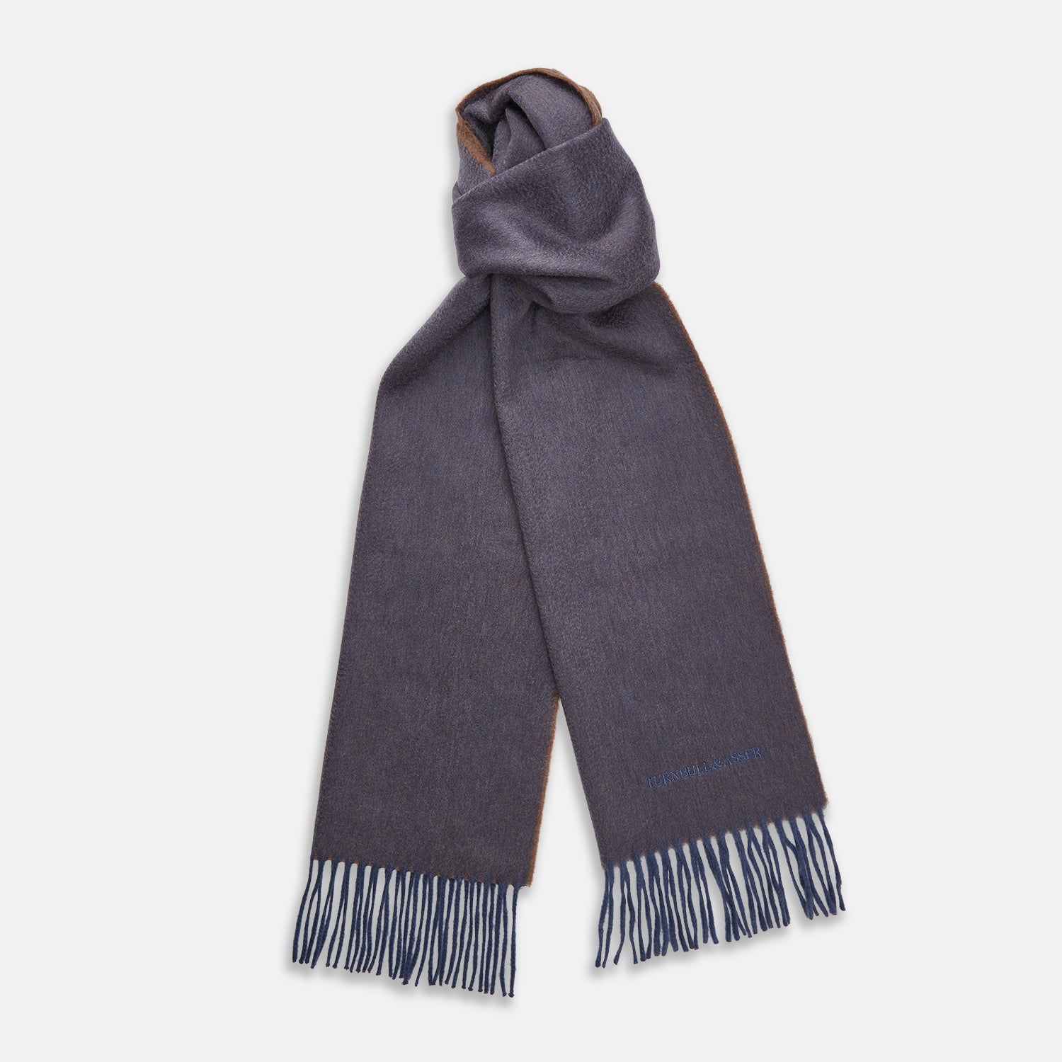 Brown Cashmere Purled Fringe Scarf