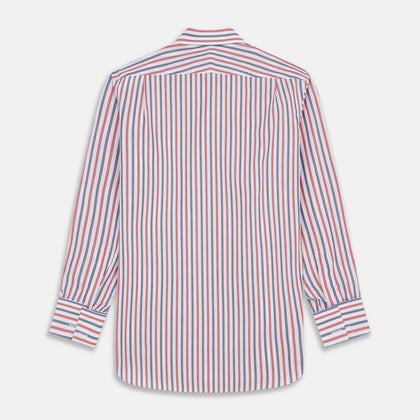 Red and Blue Stripe Cotton Regular Fit Whitby Shirt Image 4
