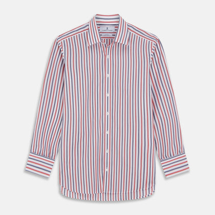 Red and Blue Stripe Cotton Regular Fit Whitby Shirt
