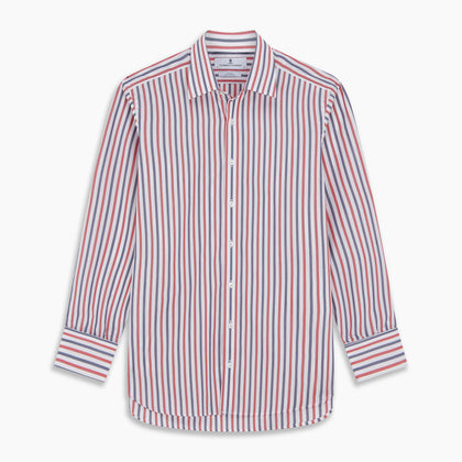 Red and Blue Stripe Cotton Regular Fit Whitby Shirt Image 5
