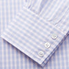 View 3 of product The Turnbull & Asser Lilac Multi Check Cotton Regular Fit Mayfair Shirt features a classic T&A collar and button-up design, shown laid flat in a light purple gingham pattern.