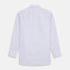 View 4 of product The Turnbull & Asser Lilac Multi Check Cotton Regular Fit Mayfair Shirt features a classic T&A collar and button-up design, shown laid flat in a light purple gingham pattern.