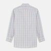 View 4 of product The Beige and Light Blue Check Cotton Regular Fit Mayfair Shirt by Turnbull & Asser features a classic plaid pattern, T&A collar, cuffed sleeves, and button-up front, shown laid flat on a white background.