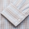 Beige and Light Blue Check Cotton Regular Fit Mayfair Shirt
