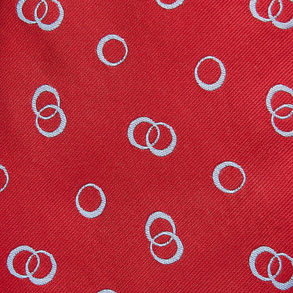 Red Geometric Rings Silk Tie