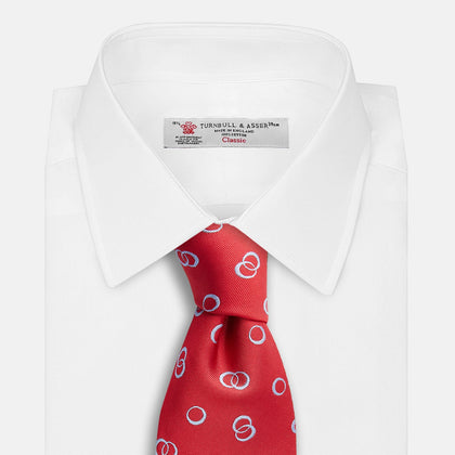Red Geometric Rings Silk Tie Image 3