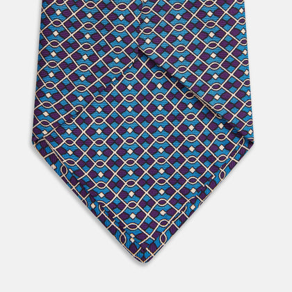 Pale Blue and Purple Art Deco Silk Tie Image 2