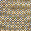 View 2 of product The Turnbull & Asser Yellow and Pale Blue Art Deco Silk Tie features interlocking yellow, blue, and black geometric shapes on white, adding a bold touch to any ensemble.
