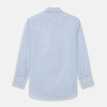 WHITE & BLUE STRIPE COTTON REGULAR FIT SHIRT