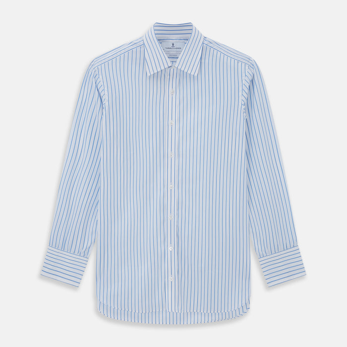 WHITE & BLUE STRIPE COTTON REGULAR FIT SHIRT Image 2