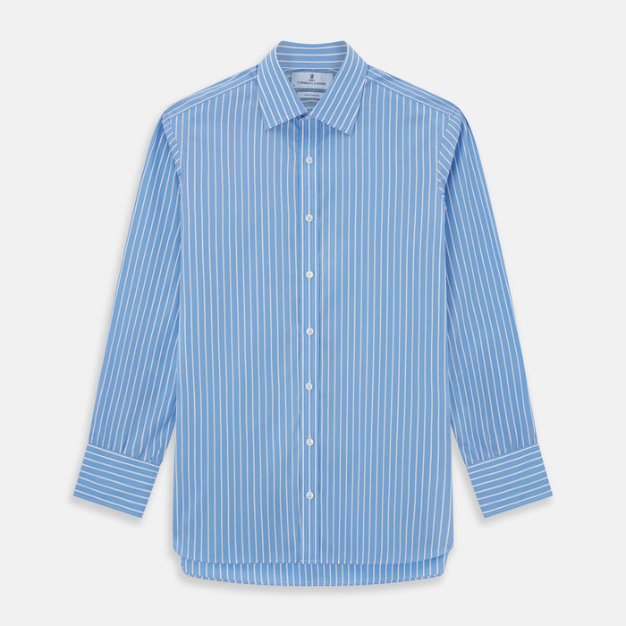 BLUE & WHITE STRIPE COTTON REGULAR FIT SHIRT Image 2