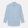 View 1 of product The Turnbull & Asser WHITE & BLUE CHECK COTTON REGULAR FIT SHIRT with long sleeves, a collar, and white buttons is laid flat on a white background, displaying its classic plaid pattern.