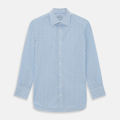 WHITE & BLUE CHECK COTTON REGULAR FIT SHIRT