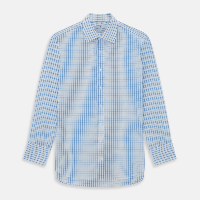 WHITE & BLUE CHECK COTTON REGULAR FIT SHIRT Image 2