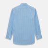 View 2 of product The Turnbull & Asser BLUE & WHITE CHECK COTTON REGULAR FIT SHIRT features long sleeves, a classic collar, white buttons, and a bold checkered pattern. Displayed on a white background.
