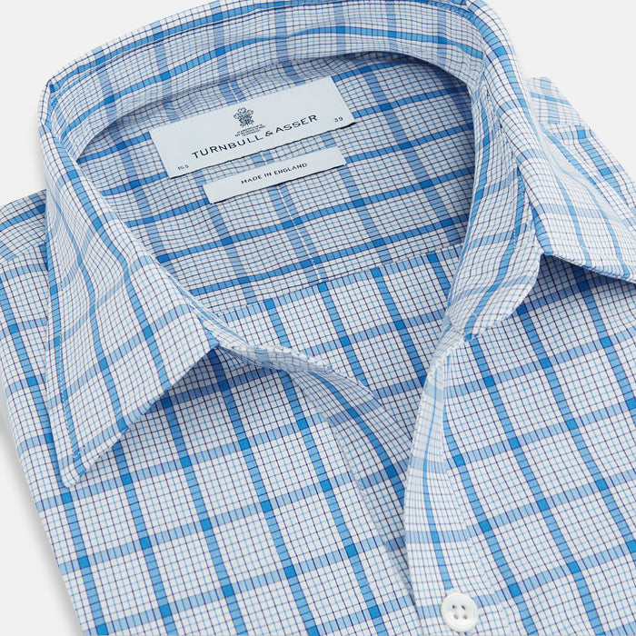 Blue Graph Overlay Check Piccadilly Shirt Image 1