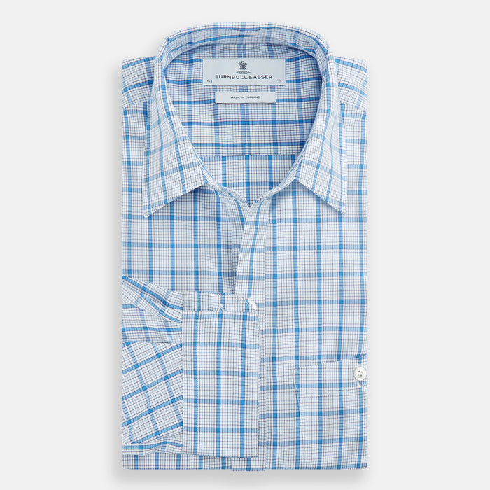 Blue Graph Overlay Check Piccadilly Shirt Image 4