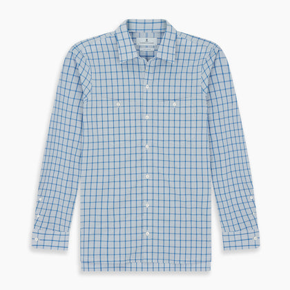 Blue Graph Overlay Check Piccadilly Shirt Image 6
