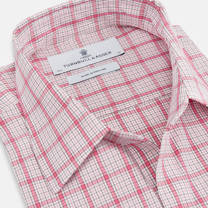 Pink Graph Overlay Check Piccadilly Shirt Image 1