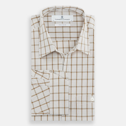 Brown Graph Overlay Check Piccadilly Shirt Image 4