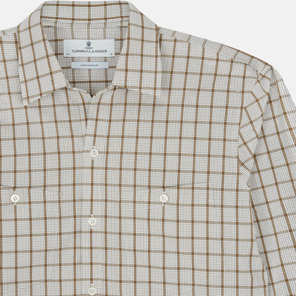 Brown Graph Overlay Check Piccadilly Shirt Image 3