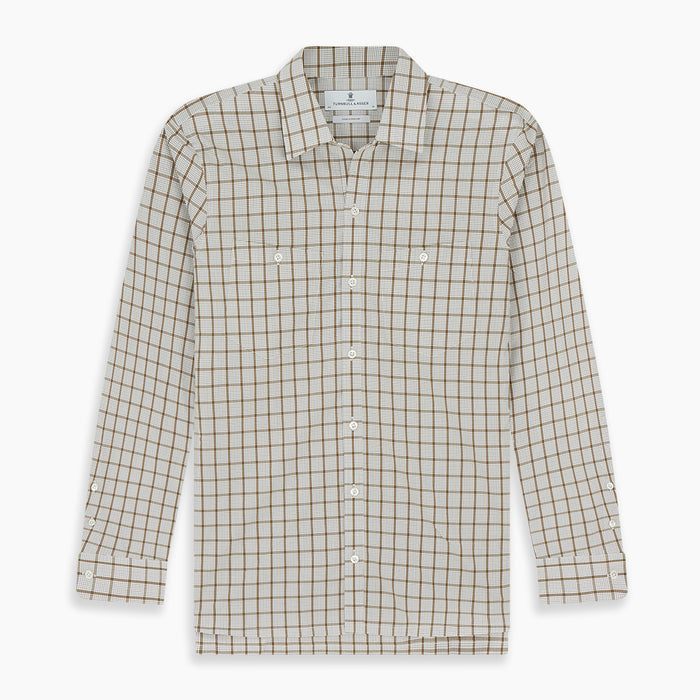 Brown Graph Overlay Check Piccadilly Shirt Image 6