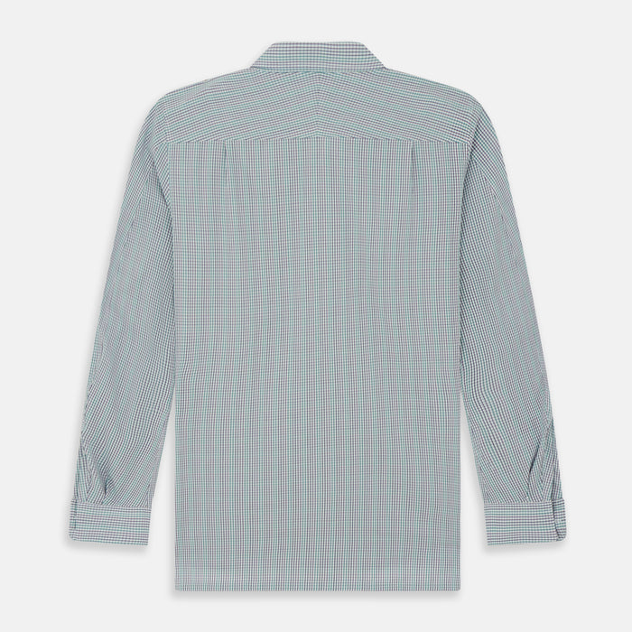 Green Graph Overlay Micro Check Piccadilly Shirt Image 5