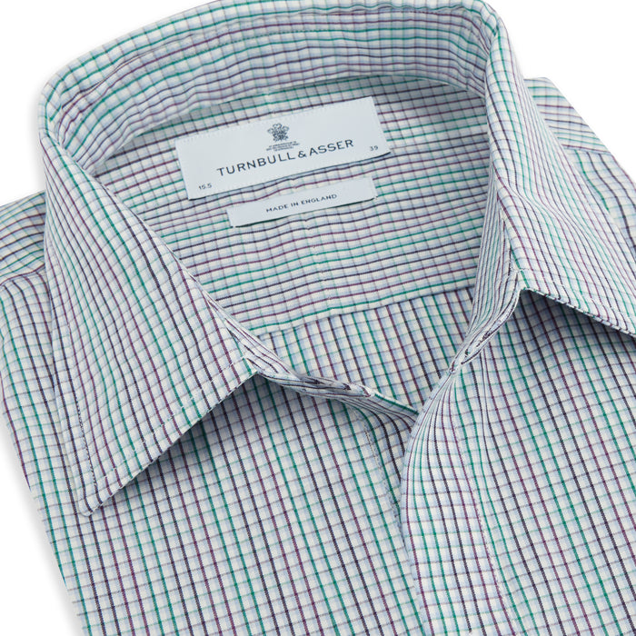 Green Graph Overlay Micro Check Piccadilly Shirt Image 1