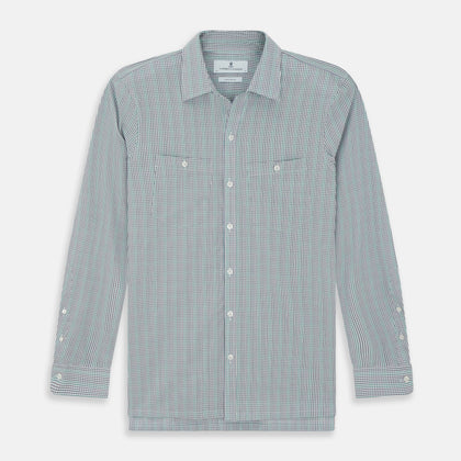 Green Graph Overlay Micro Check Piccadilly Shirt