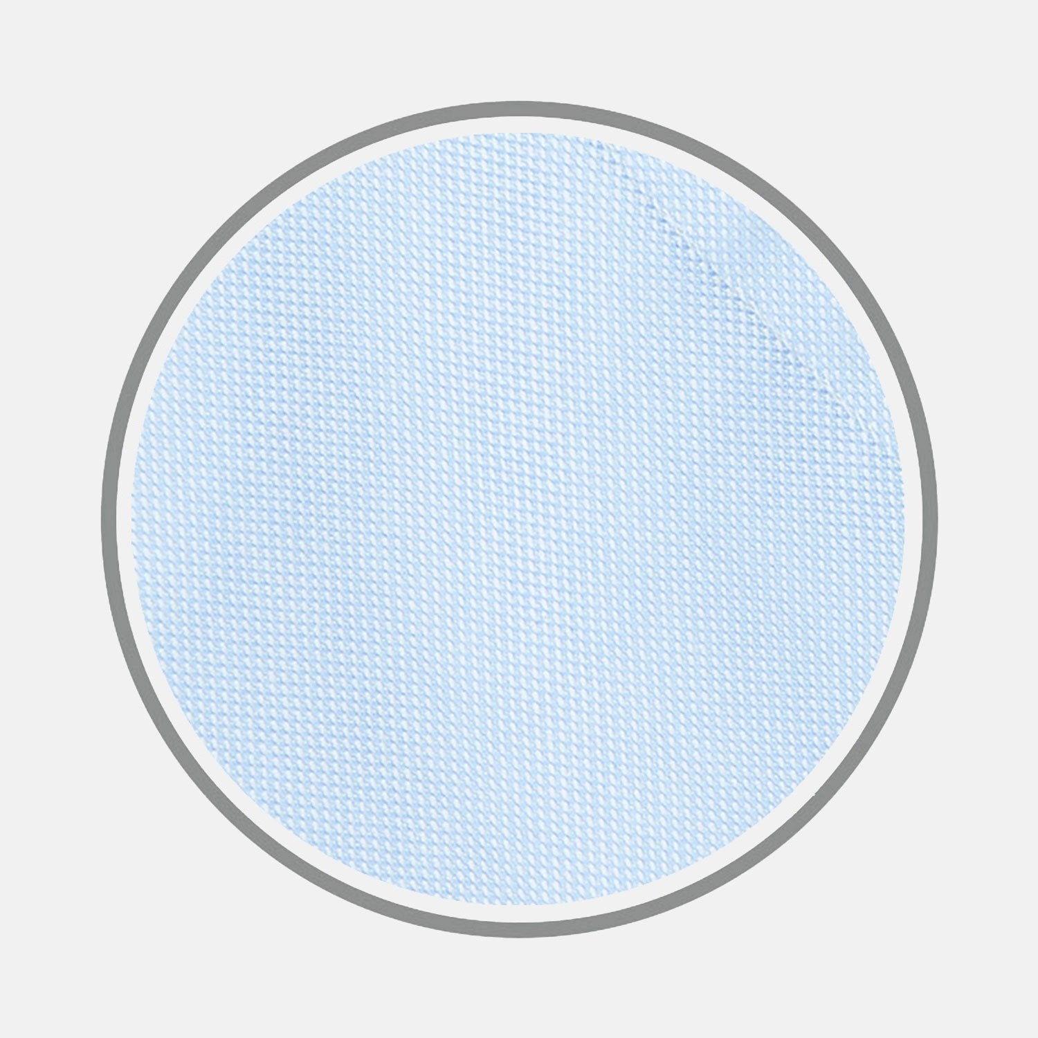 View 1 of product A circular patch of light blue textured mesh fabric from Turnbull & Asser’s BESPOKE FABRIC 0015 06 is displayed on a white background, bordered by a gray ring—an elegant touch reminiscent of classic monogram styles.