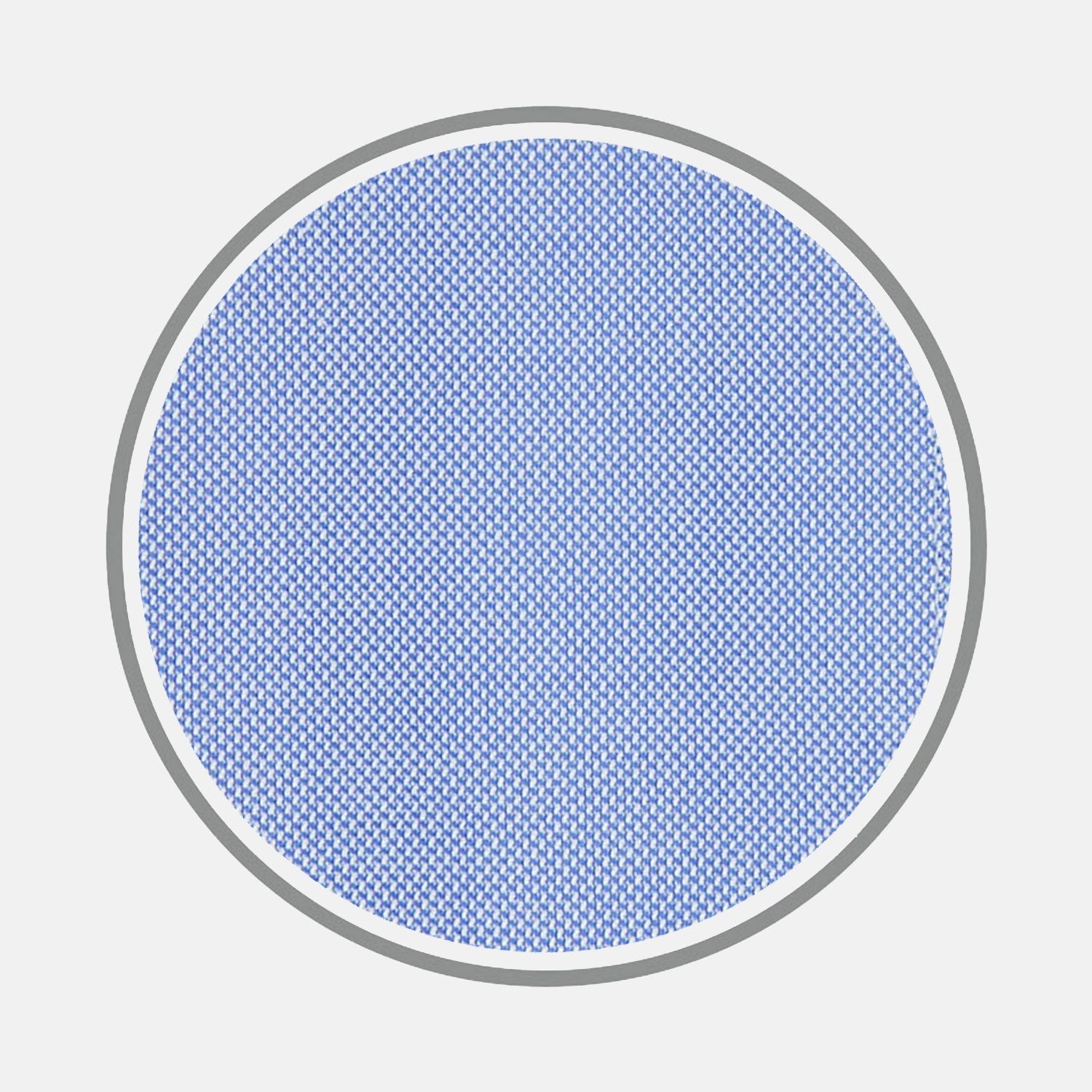 View 1 of product A close-up of Turnbull & Asser’s BESPOKE FABRIC 0015 07 shows a circular blue mesh bordered by gray on white, with a dense weave reflecting the precision of bespoke shirt fabrics and refined monogram styles.