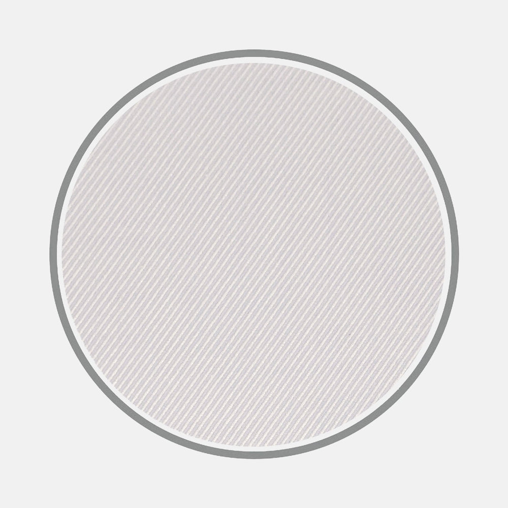 BESPOKE FABRIC 0059 07 by Turnbull & Asser features a light gray circle with a thin dark gray border and subtle diagonal white lines, evoking classic monogram shirt styles, set against a plain white background.
