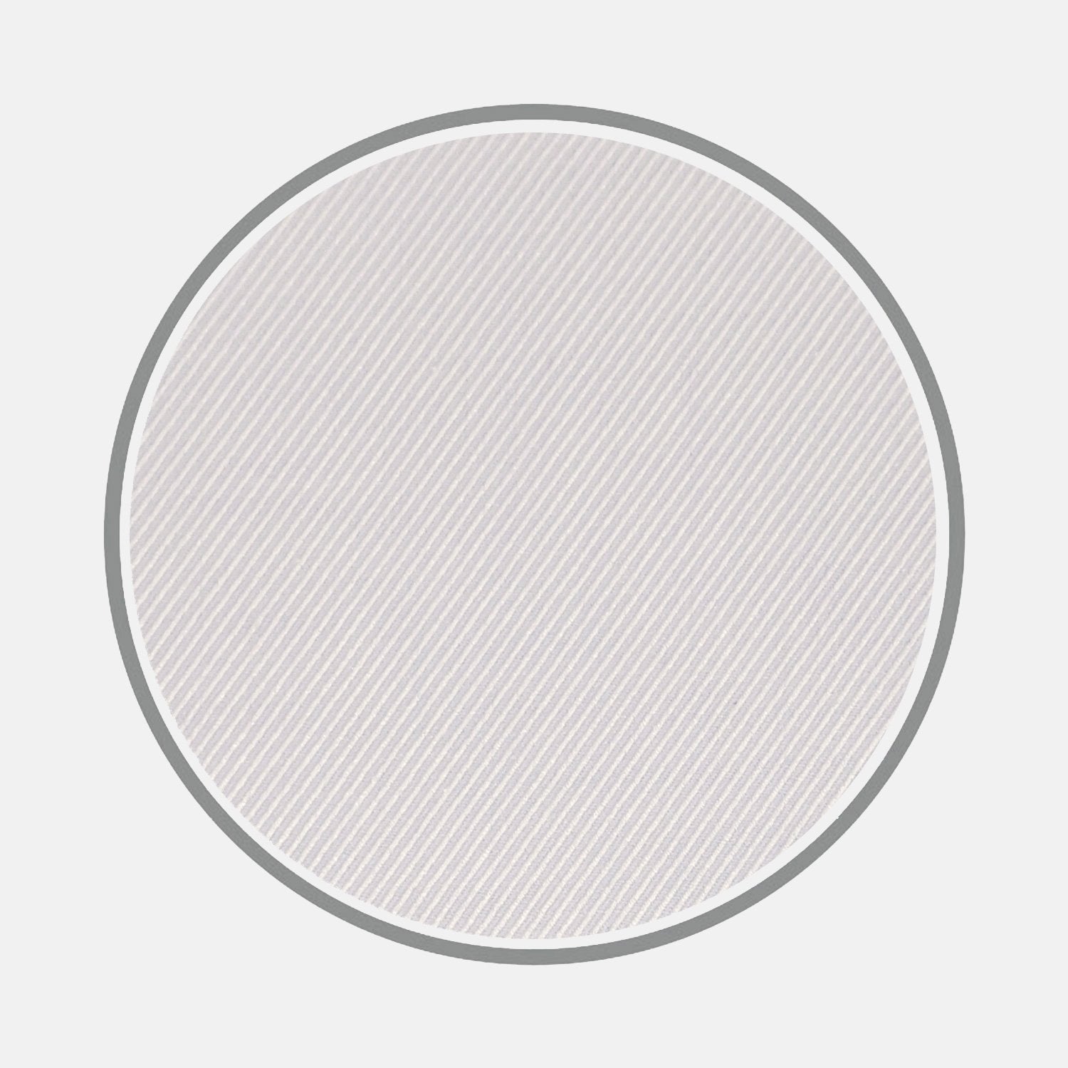 View 1 of product BESPOKE FABRIC 0059 07 by Turnbull & Asser features a light gray circle with a thin dark gray border and subtle diagonal white lines, evoking classic monogram shirt styles, set against a plain white background.
