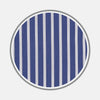 View 1 of product A close-up of Turnbull & Asser’s BESPOKE FABRIC 0076 05, featuring vertical blue and white stripes, is displayed in a circular frame on a light gray background.