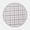 View 1 of product BESPOKE FABRIC 0091 32 by Turnbull & Asser features a round white fabric with a blue and navy checkered grid and a gray circular border, evoking classic bespoke shirt fabrics, set against a plain white background.