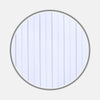 View 1 of product A close-up of Turnbull & Asser's BESPOKE FABRIC 1089 32 shows white fabric with thin blue vertical pinstripes, ideal for custom shirts, displayed inside a circular gray border on a light gray background.