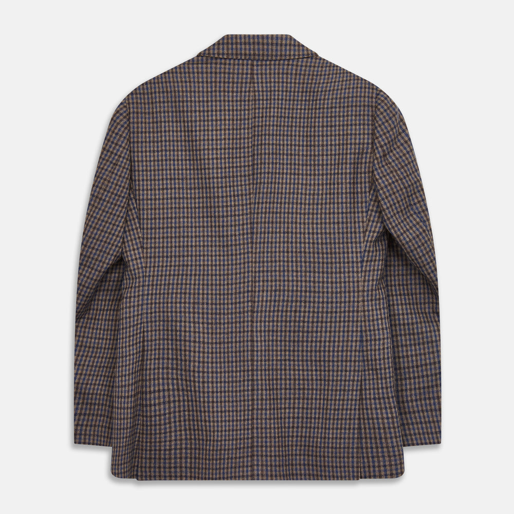 Brown & Blue Check Merino Barrington Blazer