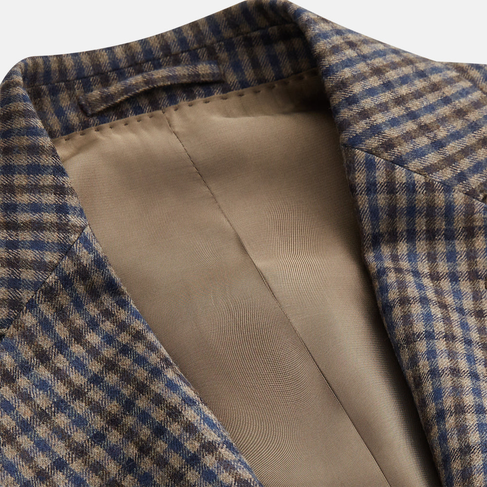 Brown & Blue Check Merino Barrington Blazer