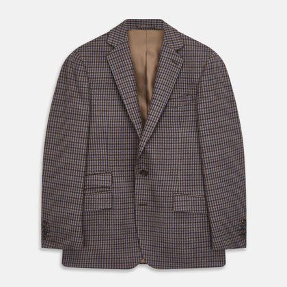 Brown & Blue Check Merino Barrington Blazer
