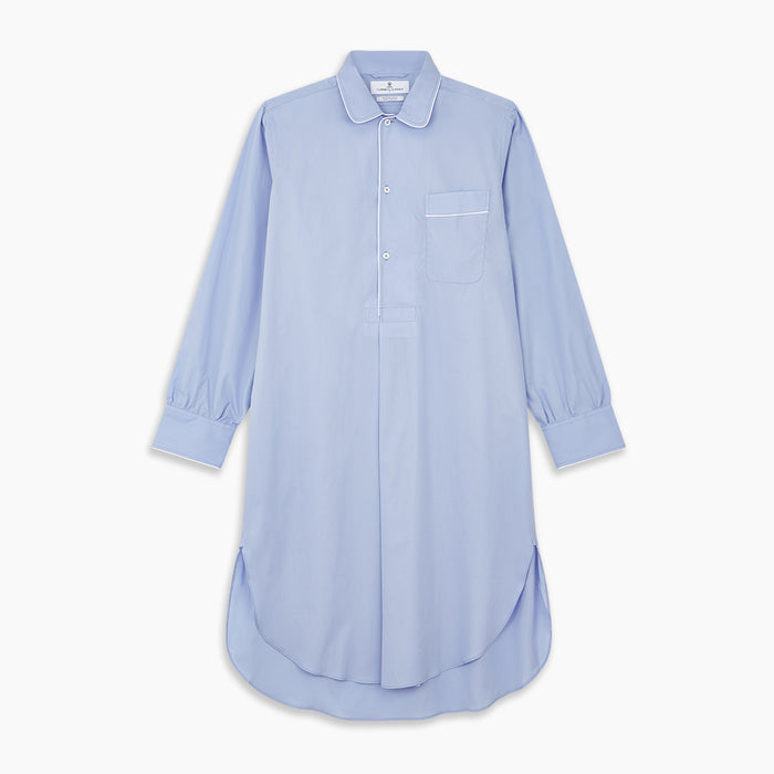 Blue Piped Sea Island Quality Cotton Nightshirt Image 5