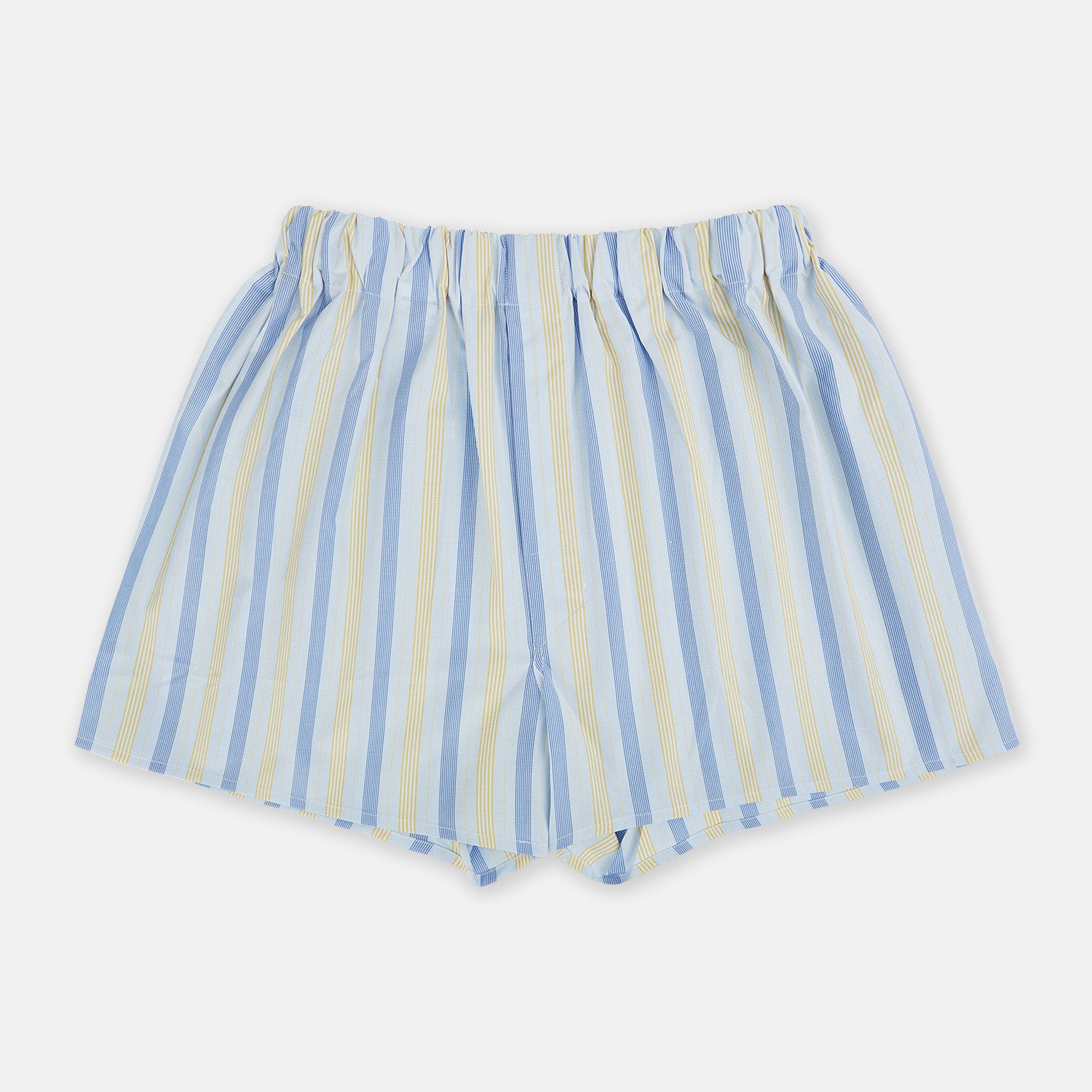 View 1 of product Blue and orange multi-stripe cotton boxer shorts with an elastic waistband, displayed flat on a white background—crafted in the classic style of Turnbull & Asser UK.