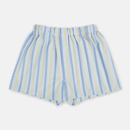 Blue and orange multi-stripe boxer shorts in cotton