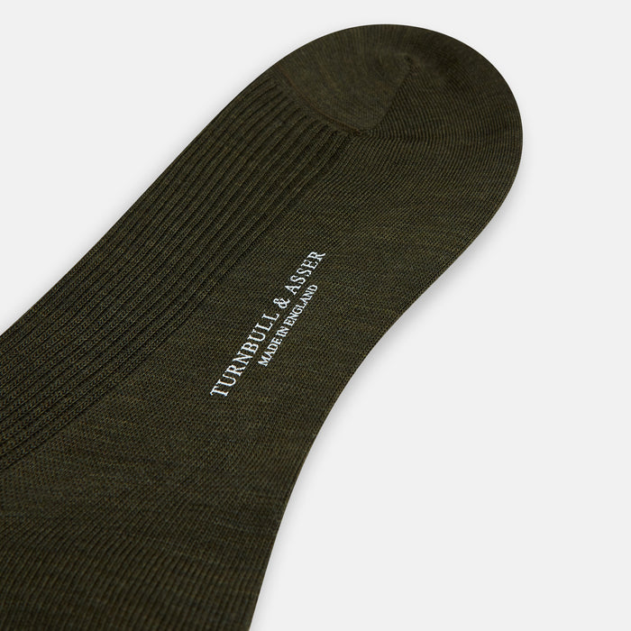 Moss Green Mid-Length Merino Socks Image 2